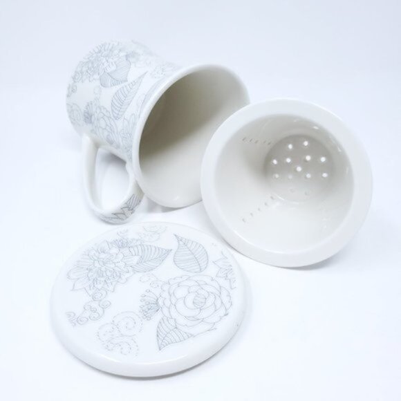 Teavana Linea Rose Infuser Mugs Cups with Infusers and Lids - Picture 3 of 4